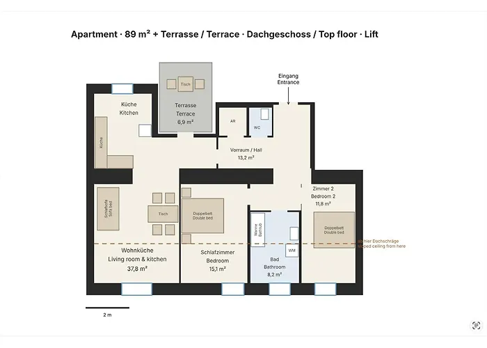 Dachterrasse Fuer 4 Personen 公寓 *